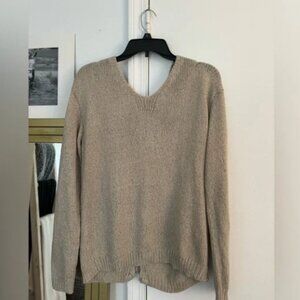 ALTAR'D STATE Women's Cable Knit Sweater Ribbon Crisscross Back Lace Up V-Neck